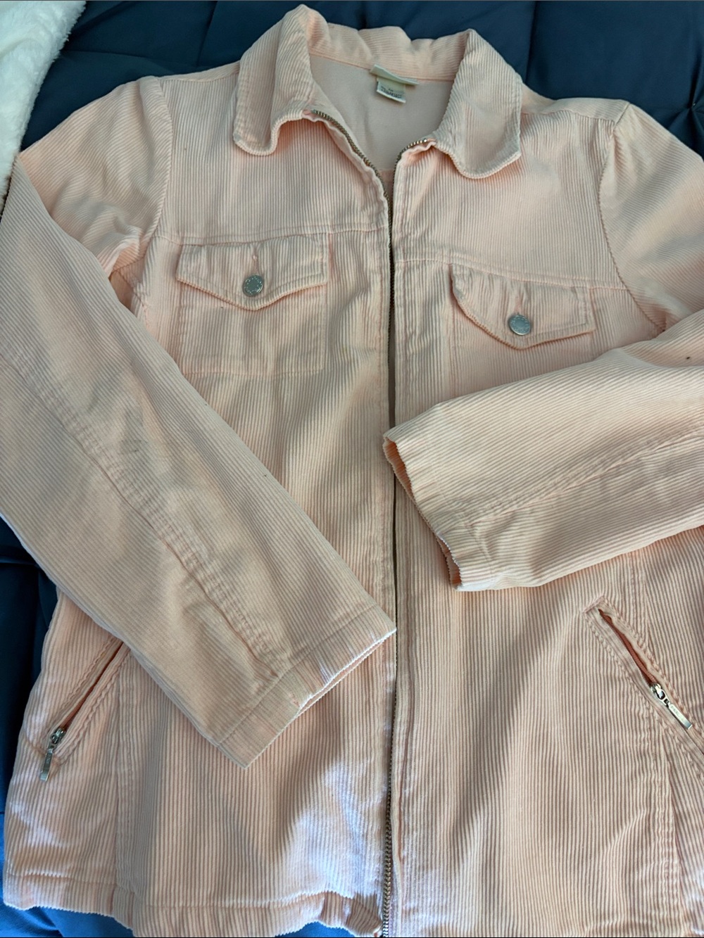 Fashion Bug Peach Corduroy Zip-Front Jacket